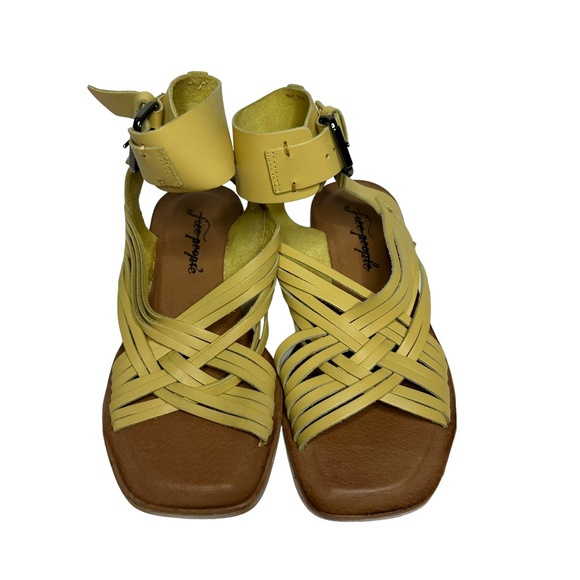 NEW Free People St. Kitts Woven Yellow Leather Sandals 37 - Picture 5 of 10